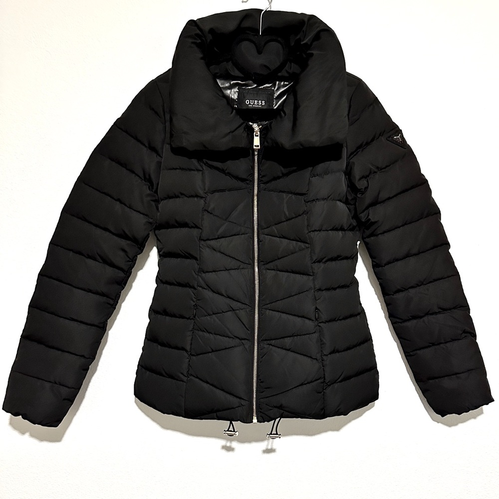 Guess Black Down Filled Puffer Jacket Size XS